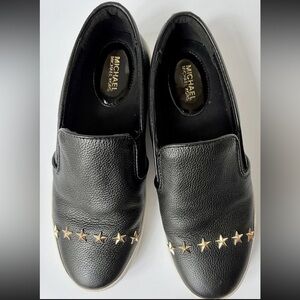 Michael Kors Black Leather Slip-On Sneakers